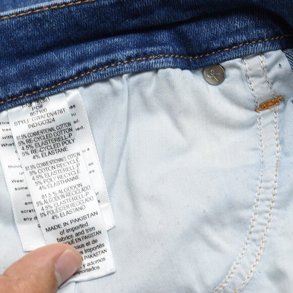 Good American Women's Skinny Jeans Zip Solid Cotton Blend Blue Size 14-18 - Picture 8 of 8